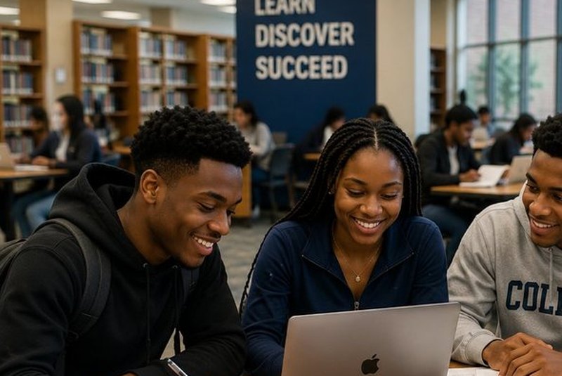 Students studying in the boys' residence study area